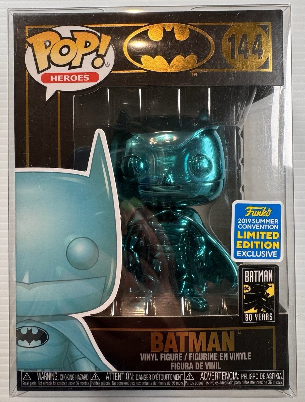 Funko Pop Batman 144 Teal Chrome 2019 Summer Convention 80 Years SDCC Vinyl